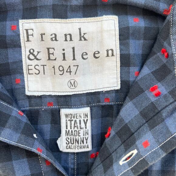 Frank & Eileen Paul Men’s Button Down Shirt M Italian Cotton Navy Plaid Ret $228 - Picture 10 of 10